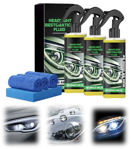 whatyam Scheinwerfer Aufbereitung Set, Profi Auto Scheinwerfer Polierset Gegen Vergilbung, Scheinwerfer Bedampfen Set mit Schwamm und Tuch, Headlight Restoration Kit für Unschärfen Oxidation (3 Pcs)