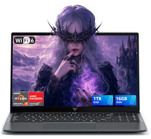 Tivique 15.6 Inch Laptop with AMD Ryzen 7 5825U (Processor up to 4.5GHz) | 8C/16T - 16GB RAM DDR4*2 + 1TB M.2 PCIe 3.0 SSD, 1080 FHD, HDMI, BT5.2, USB3.2,Type-C,Dual Speakers, 65W Fast Adapter, WiFi 6