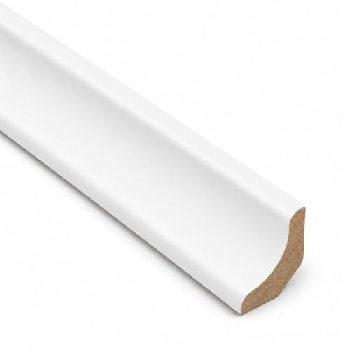Flooring Supplier UK Pure White Scotia Laminate Beading 2.4M | Flooring Edge Trim | MDF Wood Effect Expansion Gap Cover | White Floor Beading for Laminate & Engineered Flooring (10 Pieces(24M))