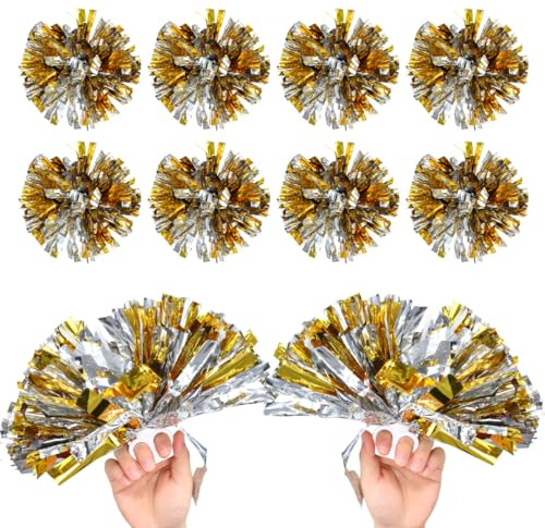 MAGICLULU Pompons Cheerleading 12 Pièces en PE Accessoires Polyvalents avec Anneaux pour Jeux Sportifs et Danse Filles