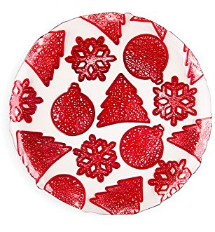 Excelsa Christmas Teller Panettone, weiß und rot, 34 x 34 x 2 cm
