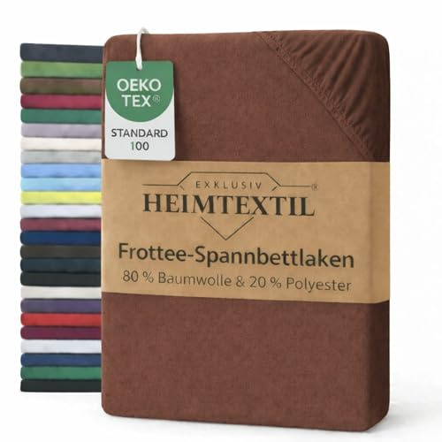 Exklusiv Heimtextil Drap-housse en tissu éponge avec élastique, chocolat, 90 x 200 cm
