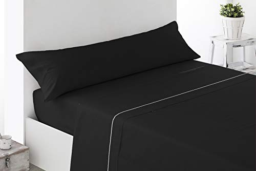 ENERGY COLORS TEXTIL - Excellent 150 - Juego SÁBANAS Completo 3 Piezas Verano Cama 150 x 190-200 cm (Negro)