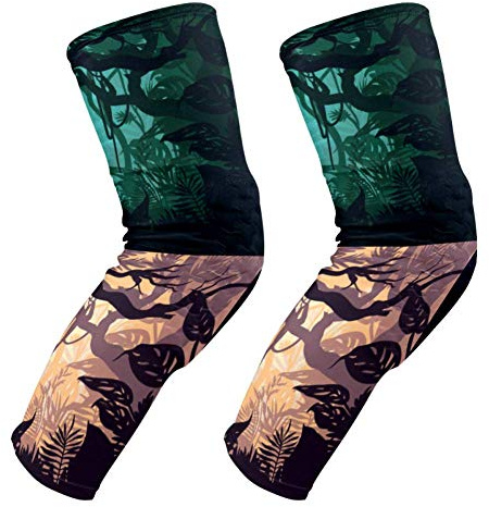 EZIOLY Jungle Landscapes Set ginocchiere imbottite, per pallacanestro, calcio, pallavolo, a nido d'ape, ginocchiere, ginocchiere, tutore per ginocchia, per uomo e donna