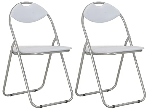 vidaXL Klappstühle, 2 Stück, weißes Kunstleder