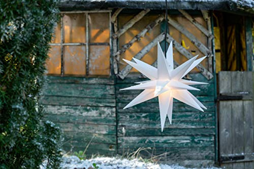 Novaliv Weihnachtsstern beleuchtet Faltstern 55cm Dekostern Weiss hochwertiger Kunststoffstern für Glühbirne mit Timer Funktion 3D Stern 18 Zackig Leuchtstern Weihnachtslicht Winterbeleuchtung