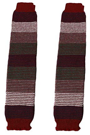 ACVIP Damen Bein Stulpen Bunt Gestreifte Legwarmers Winter Warm Beinwärmer(Weinrot)