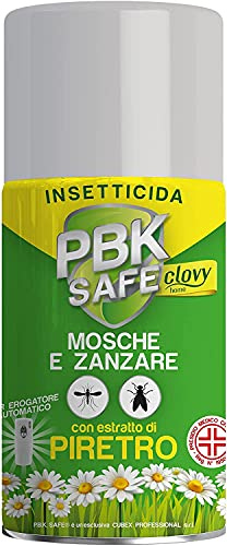 CLOVY PBK Safe Home INSETTICIDA AEROSOL con PIRETRO Naturale Stop a Mosche E ZANZARE 12PZ