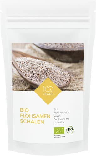 100years GmbH - Bio Flohsamenschalen 1000g (1 Kg) - 99% Reinheit - 100% BIO-Qualität (DE-ÖKO-003) - Vegan - Ballaststoffreich