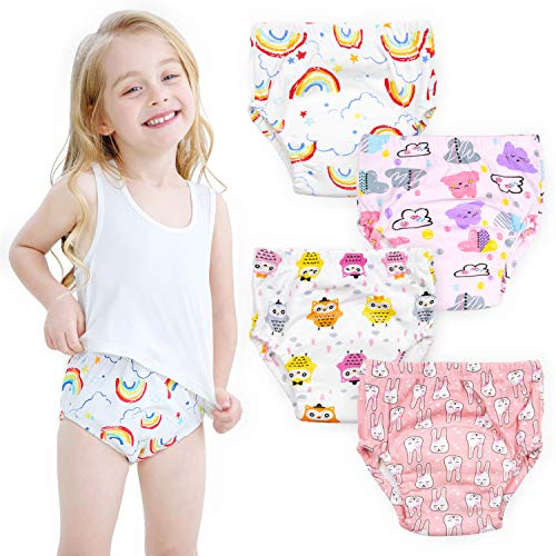 Max Shape Potty Training Pants Girls 2T,3T,4T,Toddler Training Underwear for Baby Girls 4 Pack (as8, age, 4_years, regular, Rainbow)