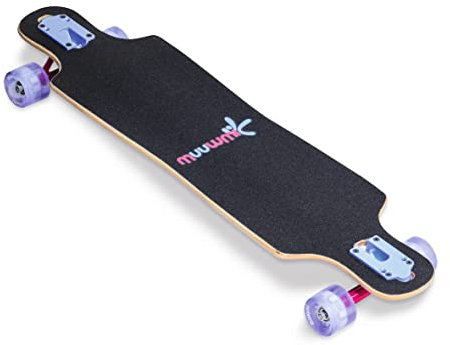 Muuwmi Longboard Compact Space - ABEC 7 Kugellager - mit LED-Leuchtrollen - Deck 83x22cm - max. 100kg