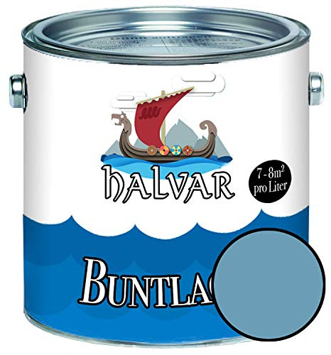 Halvar Buntlack für Holz & Metall MATT Blau RAL 5000-5024 Holzfarbe Holzlack Innen & Außen robuster Kunstharzlack Wetterbeständig & perfekter Langzeitschutz (2,5 L, RAL 5024 Pastellblau)