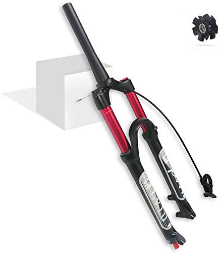 LvTu Luft Mountainbike MTB Vorderrad Gabel 26 27.5 29 Zoll 140mm Federweg, 1-1/8 Leicht Scheibenbremse Fahrrad Federgabel für 1.5-2.45 Reifen (Color : Tapered Remote Lockout, Size : 29)