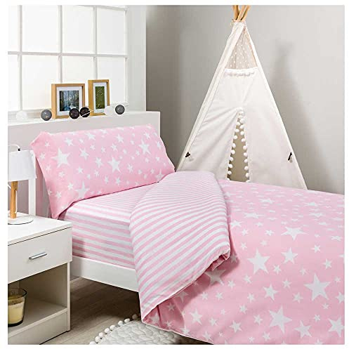 Funda Nordica Infantil/Juvenil Reversible GIVETTE Pink Cama de 90 X 190/200 50% ALGODÓN-50% POLIÉSTER. Color Rosa