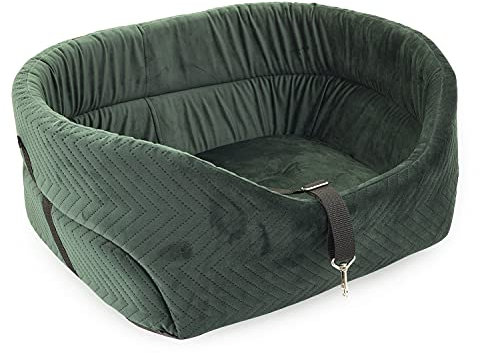 BOUTIQUE ZOO Hunde Autositz Universal Waschbar Abriebfest, Autositz Hund für Vordersitz, Beifahrersitz, Rückbank, Hundebett Hundetasche, M: 51 cm x 40 cm, Grün - Wildlederimitat