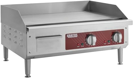 Kratos 24 Commercial Electric Countertop Griddle, Flat Top Stainless Steel Grill for Restaurants, 208/240V, 2675-3560 Watts (29M-006)