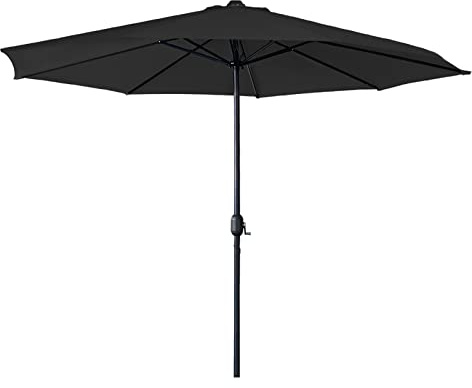 LZQ Sonnenschirm Balkon Ø 350cm Gartenschirm Alu Marktschirm mit Handkurbel Strandschirm Rund Terrassenschirm Faltbar Wasserabweisende UPF 40+(Dunkelgrau, Winkel Nicht Verstellbar)