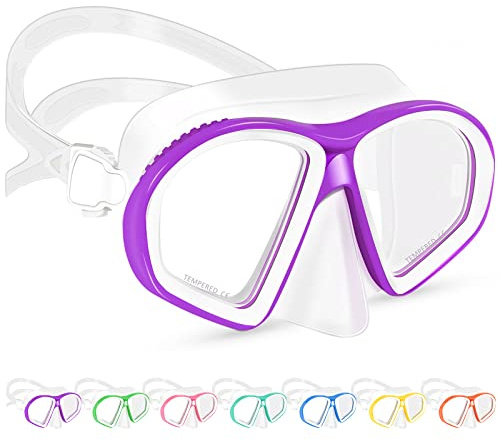 Supertrip Kids Swimming Goggles with Nose Cover, Tempered Glass Swim Goggles Diving Mask Snorkel Mask for Kids 6-14