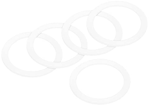 sourcing map Lot de 5 joints d'étanchéité en silicone pour cafetière à 2 tasses en aluminium Blanc 42 x 55 x 2,2 mm