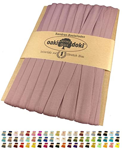 Sandras-Bastelladen 25m Oaki Doki Schrägband/Einfassband Tricot de Luxe Jersey gefalzt 25m x 20mm 013-Altrosa