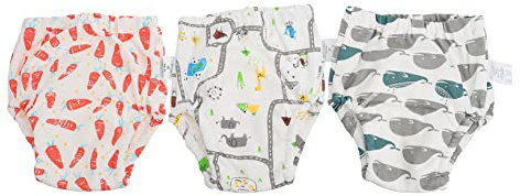 Babyslips 3 Stück-Pack, 4-lagig aus Baumwollgaze, Waschbar | Komfortabel, Atmungsaktiv, Lernhose für Töpfchentraining, Unterhose Geeignet für Alltag und Nacht Tagsüber