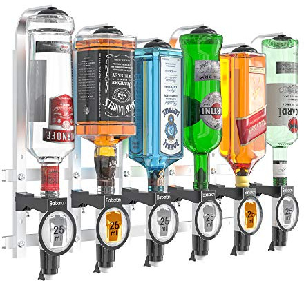 Barbarian 3/4/6 Bottle Optics for Spirits - Bar Butler Shot Measure Bracket Alcohol Wine Upside Down Drink Dispenser Home bar Garage Man cave (6 Bottle Professional 35ml)