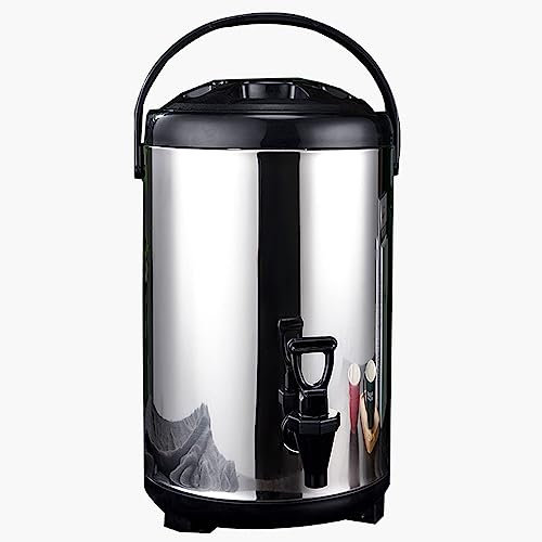 ANSNOW Kommerzieller Heißwasserspender, Getränkespender Aus Edelstahl 304 Mit Wasserhahn, Doppellagiges Isolierfass Für Heißes Und Kaltes Wasser, Milch, Kaffee, Tee, Hält 6–8 Stunden Warm/Schwarz/9,