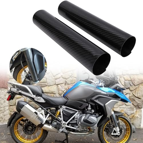 Universel Protection Fourche Avant Moto Cross Protège Fourche Moto Carbone Soufflets de Fourche à Suspension Avant Contre la poussière pour ADV Pit Dirt Bike Motocross Enduro Street Bike (240mm)