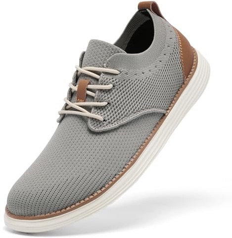 SHULOOK Baskets tricotées respirantes pour homme - Chaussures Oxford légères - Chaussures d'été décontractées à lacets pour homme, Gris vert, 42.5 EU