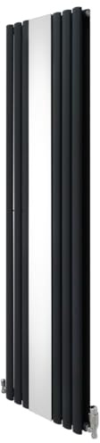 Radiateur à Colonne Ovale & Miroir Intégré 1800 x 500mm & Kit Robinet Thermostatique, Acier au Carbone Gris Anthracite Mat, Cuisine Salon Salle de Bain [Brosse, Attaches Murales & Supports INCLUS]