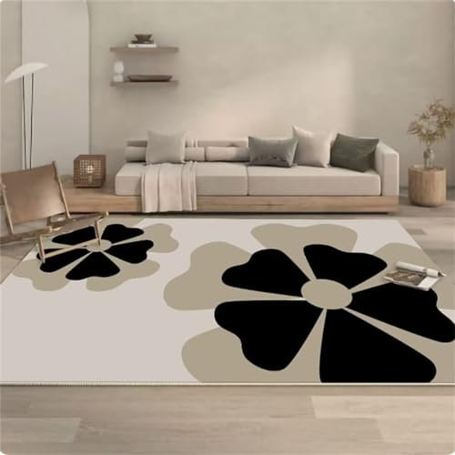 RUGMRZ Lounge Ecke Küchen Teppiche Grauer Teppich, Bunte Blumendekoration, weich und bequem, pflegeleicht Outdoor Couchtisch 200X260CM