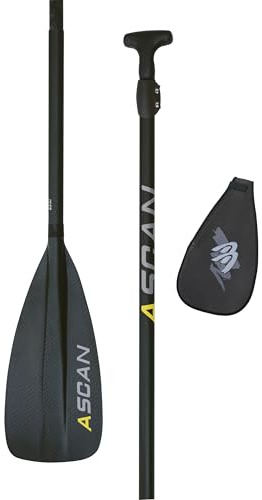 Ascan SUP-Paddel komplett aus 60% Carbon! 2-teilig oder 3-teilig. Super leichtes Erwachsenen Paddel mit Anti-Twist-System und hochwertigen Sichtcarbon. Inklusive Bladcover