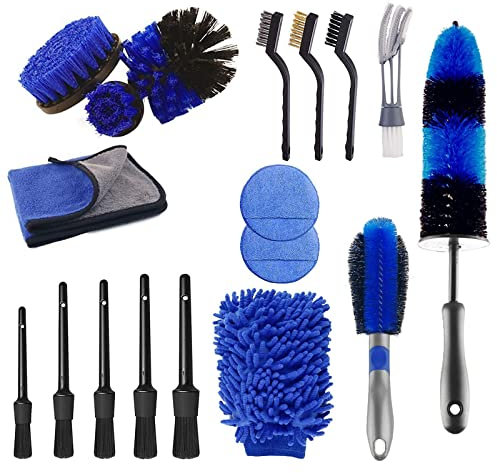 Woedpez Lot de 18 brosses de nettoyage pour voiture - Pour l'extérieur et l'intérieur - Canaux d'aération - Outil de détail