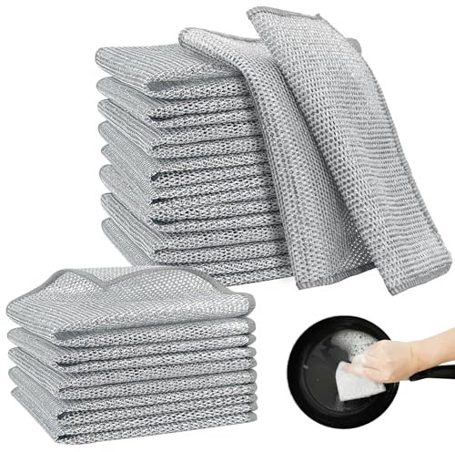 ZWQLZG 15Pcs Multipurpose Wire Dishwashing Rags for Wet and Dry, Wire Discloth Non-Scratch Cleaning Cloth, Reusable Dish Towels Dish Cloths for Kitchen, Dish, Sink, Machine Washable