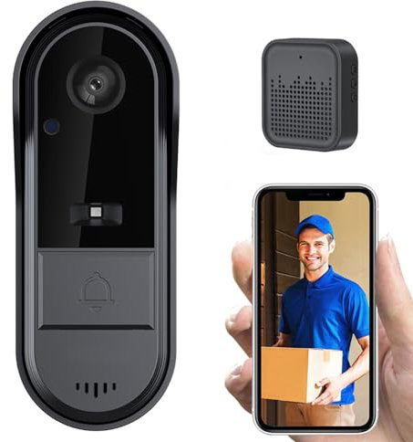 Ailgely Sonnette sans Fil avec Caméra, Audio bidirectionnel, contrôle par Application Tuya, visualisation Nocturne, WiFi 2,4 G Uniquement, Carte TF/Stockage Cloud, Indice d'étanchéité IP65