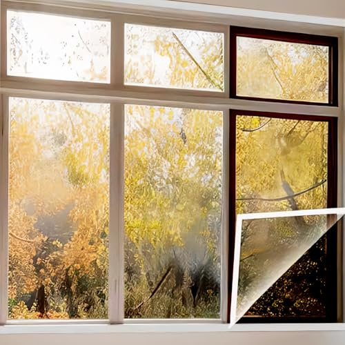 Heavy Duty Window Insulation Kit to Keep Cold Out in Winter 63 x130 in (160X330cm) Supper Clear Window Plastic for Winterizing Easy to Open for Ventilation