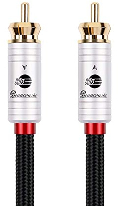 BOAACOUSTIC JIB Câble audio RCA pour caisson de basses de Subwoofer,Cinch RCA Câble Coaxial Numérique 75Ω pour Amplificateur, Home Cinéma, Barre de Son et Subwoofer -3.0m