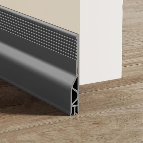 Türbodendichtung Haustür, Türdichtung Zugluftstopper Selbstklebend, Zugluftstopper für Türen, Luftzugstopper für Türen Silikon Windstopper für Schallschutz Kälteschutz (Grau,1m)