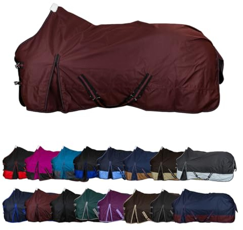 RL24 - Winterdecke Weidedecke Basicline 600D Weinrot 165 cm (100g) | Pferdedecke mit Füllung – atmungsaktive, Wind- & wasserdichte Outdoordecke mit Innenfutter & Kreuzbegurtung