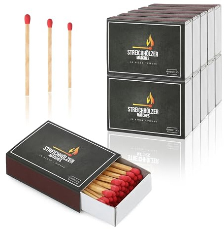 Nordstern Allumettes en bois – Lot de 10 x 40 pièces – Allumettes de sécurité avec boîte d'allumettes