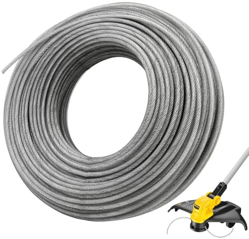 KUWUNG Trimmerfaden 2,4mm x 60m Stahldraht Nylonfaden Mähfaden, Rasentrimmer Faden, Mähfaden für Rasentrimmer, Freischneider Faden für Weed Grass Yard Garden
