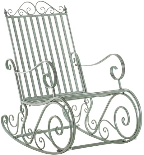 il genio online Schaukelstuhl Smilla Landhausstil Nostalgie I Klassischer Schaukelstuhl aus Eisen I Schaukelstuhl Design Farbe (Antik-Grün)