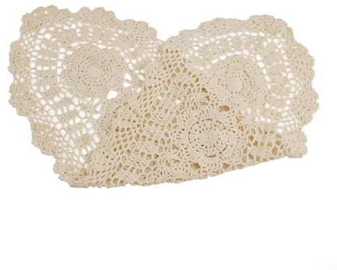 EXTRWORY 30 x 80 cm Vintage Spitze gehäkelter Tischläufer Oval Baumwolle Floral Tischdecke Home Dining Decor (Beige)