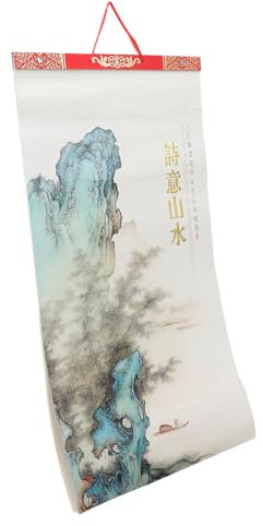 JEWEDECO Calendrier Mural Traditionnel De Année Du Dragon Décoration Murale Chinoise Avec Motifs De Paysages Calendrier Lunar Pratique à Déchirer
