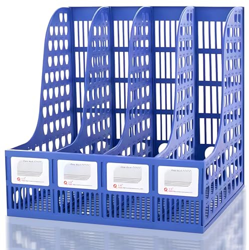CALLYSONIC Stehsammler A4 Kunststoff, Faltbarer Zeitschriftensammler zum Organisieren mit 4 Fächern, Stehordner Plastik, Stehsammler Pappe für Geordneten Aufbewahrung von Dokumenten, Heften, Mappen
