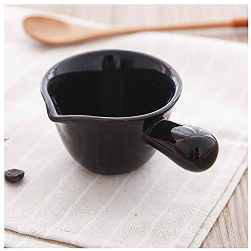 NEBE Gravy Boat Dining Table Ceramic Milk Jug Milk Jug White Small Milk Cup Coffee Milk Cup Utensil with Handle Milk Jug Small Soup Cup Gravy Jug(Black)