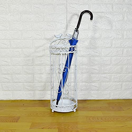 7LiuYueFei6 Umbrella Stand Rack for Entryway, Vintage Farmhouse Metal Umbrella Holder, Outdoor Storage Shelf Umbrellas Organizer, with Removable Drip Tray (Color : Black) (White )