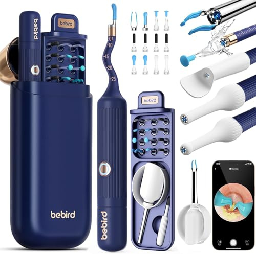 Collazoey Otoscopio Digitale, 1920P HD Impermeabile Rimozione di Cerume Kit, Otoscopio Flessibile Senza Fili, Pulizia Orecchie con Pinzette,Spatola,Cucchiaio,Punte Sostituibili per Adulti Bambini