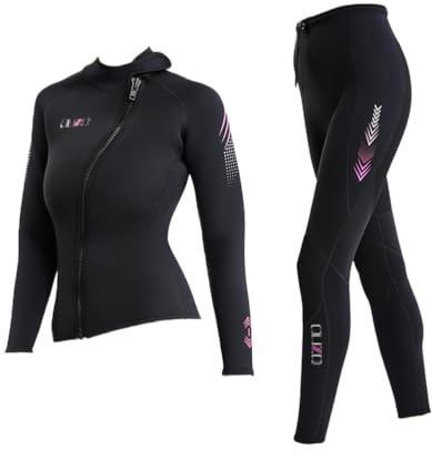 3mm Neoprenanzug für Herren Damen– Zweiteiliger Neopren Tauchanzüge Stretch Langarm Neoprenanzug Jacke Top mit Reißverschluss und Neoprenhose für Tauchen Surfen Schwimmen Wassersport
