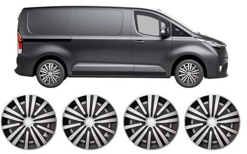 Darfox 17 inch R17 Wheel Trims Set of 4 – Fits Vauxhall Vivaro, Astra, Zafira, Mercedes Vito, Citroen Spacetourer, Peugeot Traveller Expert, Fiat Scudo – Hubcaps for Steel Wheels – ABS with Metal Ring